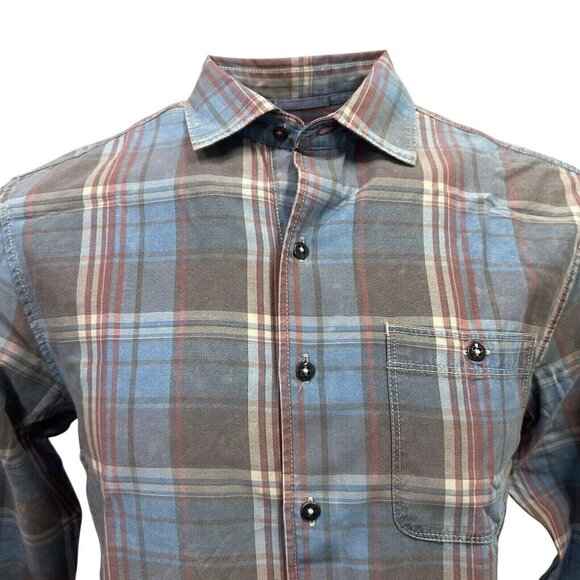Tommy Bahama Men's 4XB Fog Gray Distressed Fresno Plaid Reverse Print Shirt - Picture 3 of 9
